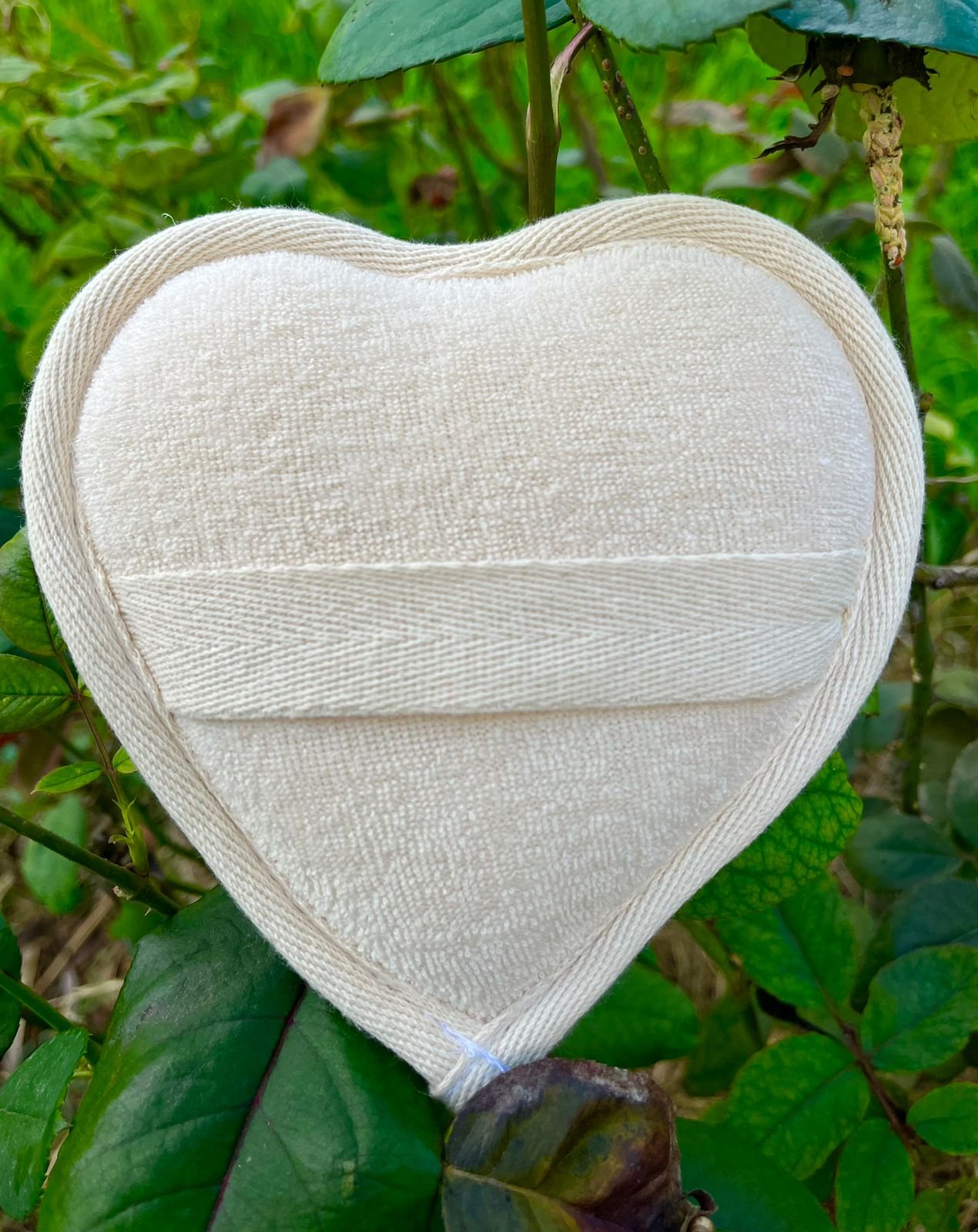 Heart-Shaped Loofah close-up texture showing natural loofah structure
